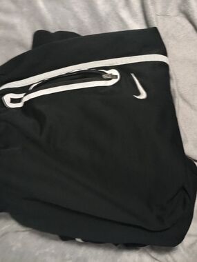 Nike Black Joggers with White Piping and Swoosh